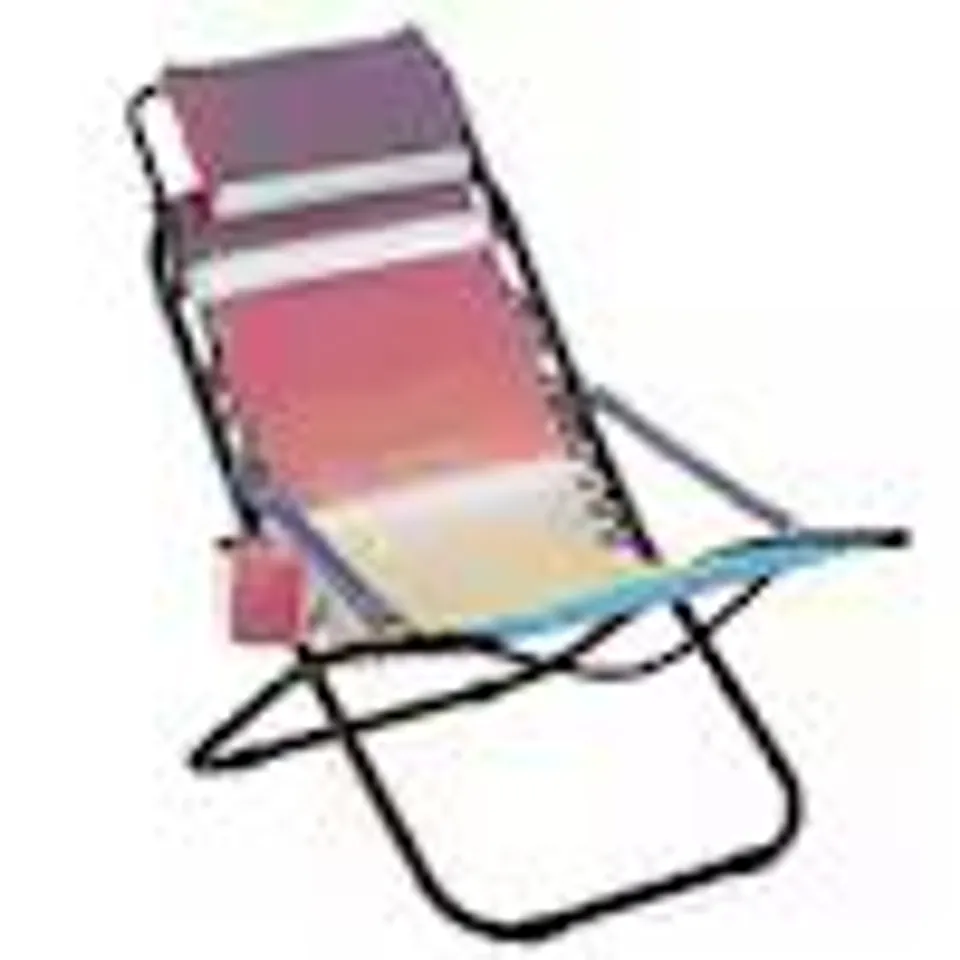 BOXED RAINBOW COLOR NYLON FOLDING PORTABLE OUTDOOR BEACH CHAIR WITH HEAD SUPPORT