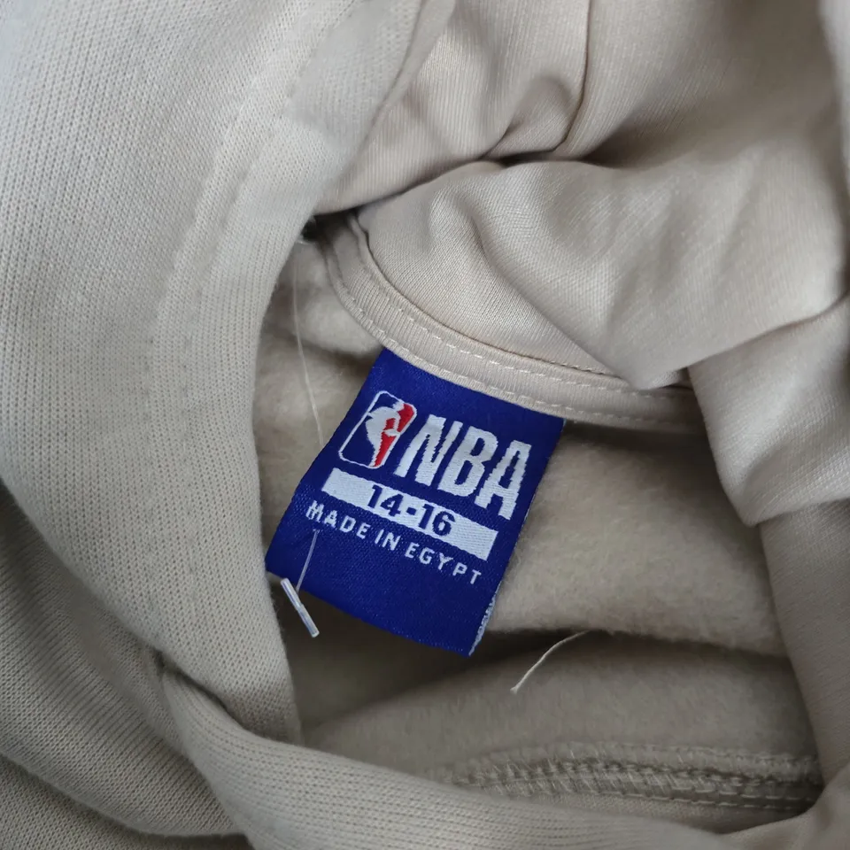 NBA HOODIE – YOUTH SIZE 14-16, BEIGE WITH TAN STRIPE, MADE IN EGYPT