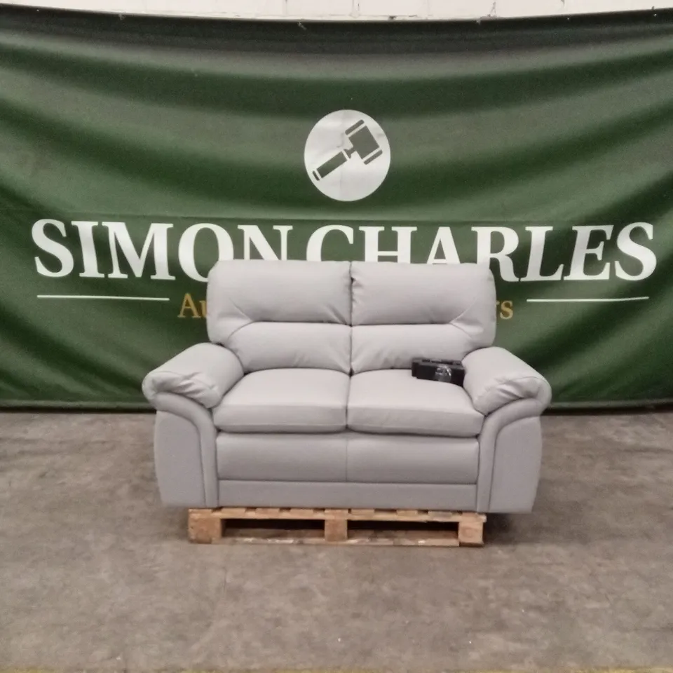 BROMLEY 2 SEATER SOFA, LIGHT GREY PREMIUM FAUX LEATHER