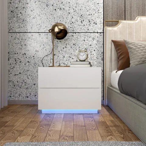 BOXED CLICKETT 2 DRAWER BEDSIDE TABLE - WHITE (1 BOX)