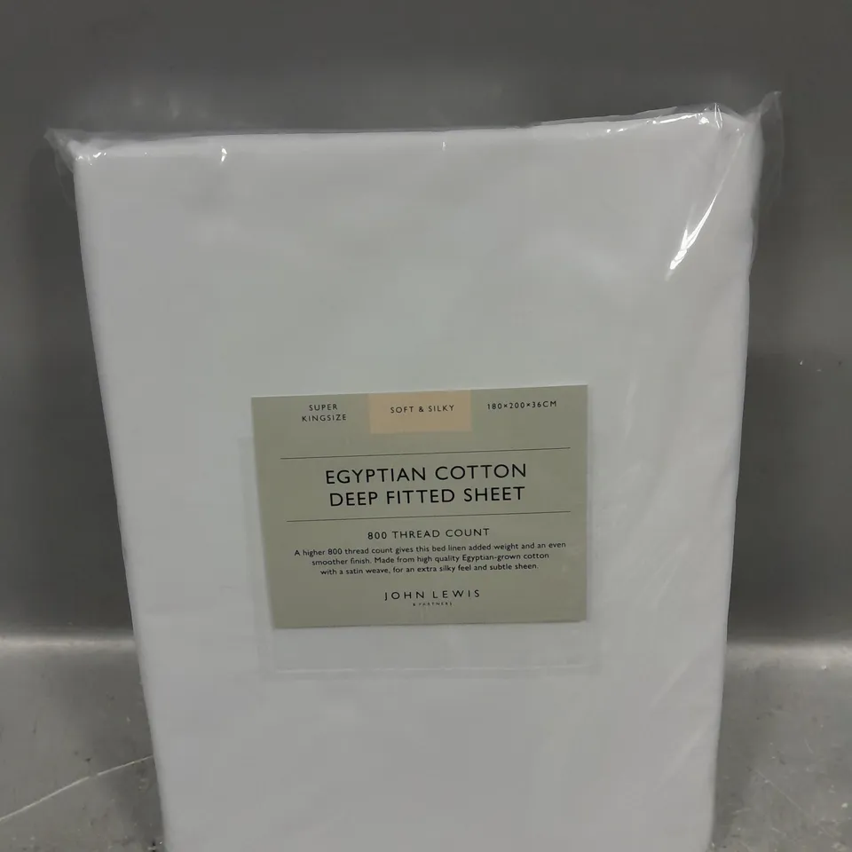 JOHN LEWIS EGYPTIAN COTTON DEEP FITTED SHEET IN WHITE - SUPER KING