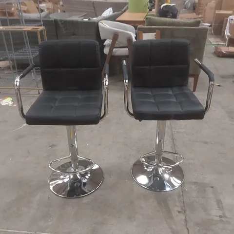PAIR OF DESIGNER FAUX LEATHER BAR STOOLS