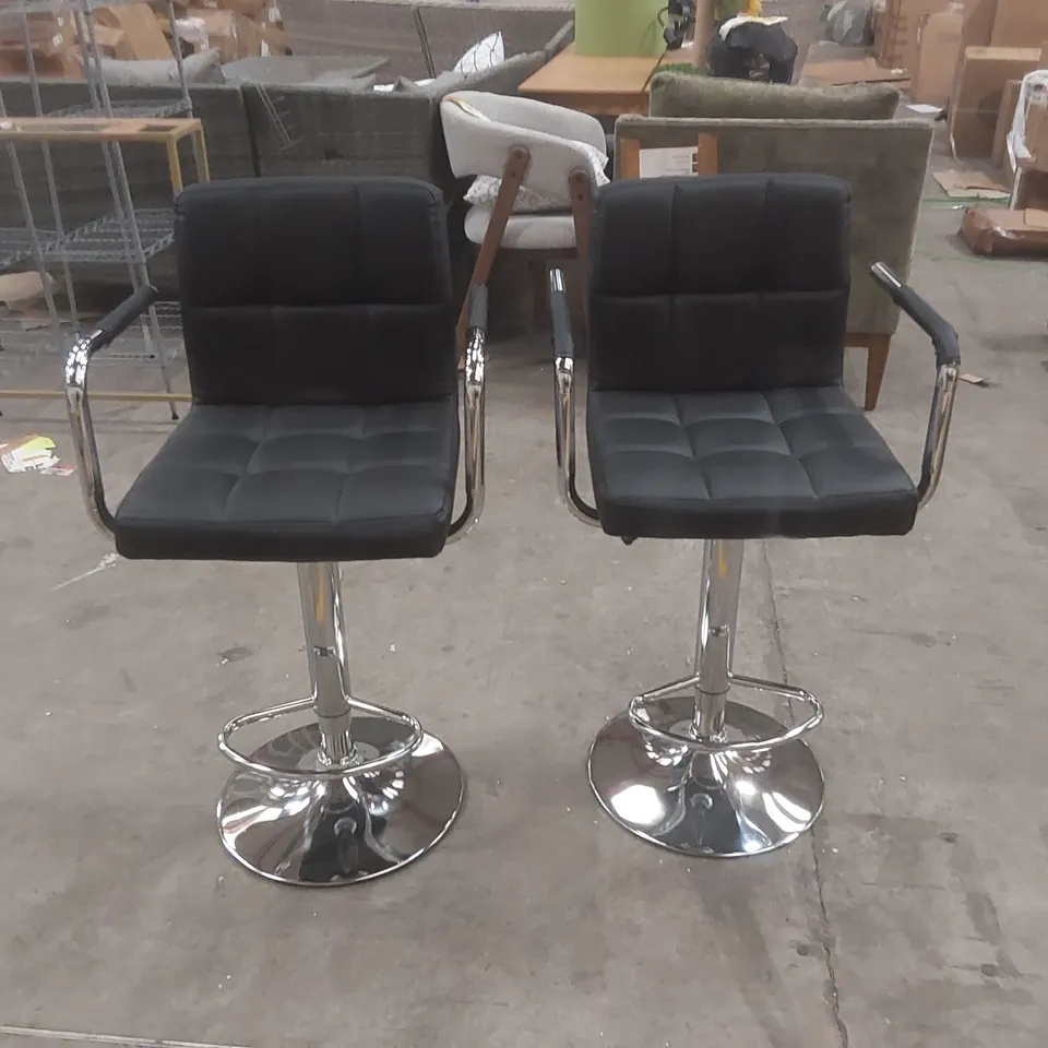 PAIR OF DESIGNER FAUX LEATHER BAR STOOLS