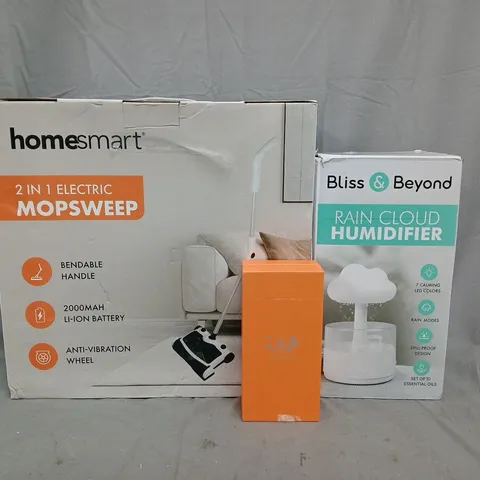 CAGE OF APPROXIMATELY 10 ASSORTED HOUSEHOLD ITEMS TO INCLUDE RAIN CLOUD HUMIDIFIER, 2-IN-1 ELECTRIC MOPSWEEP, ETC - COLLECTION ONLY
