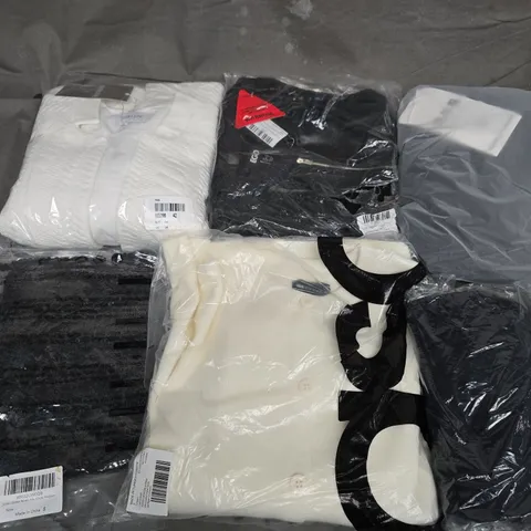 APPROXIMATELY 35 ASSORTED CLOTHING ITEMS IN VARIOUS SIZES, STYLES & COLOURS TO INCLUDE SWEATERS, TOPS, JACKETS, ETC - COLLECTION ONLY