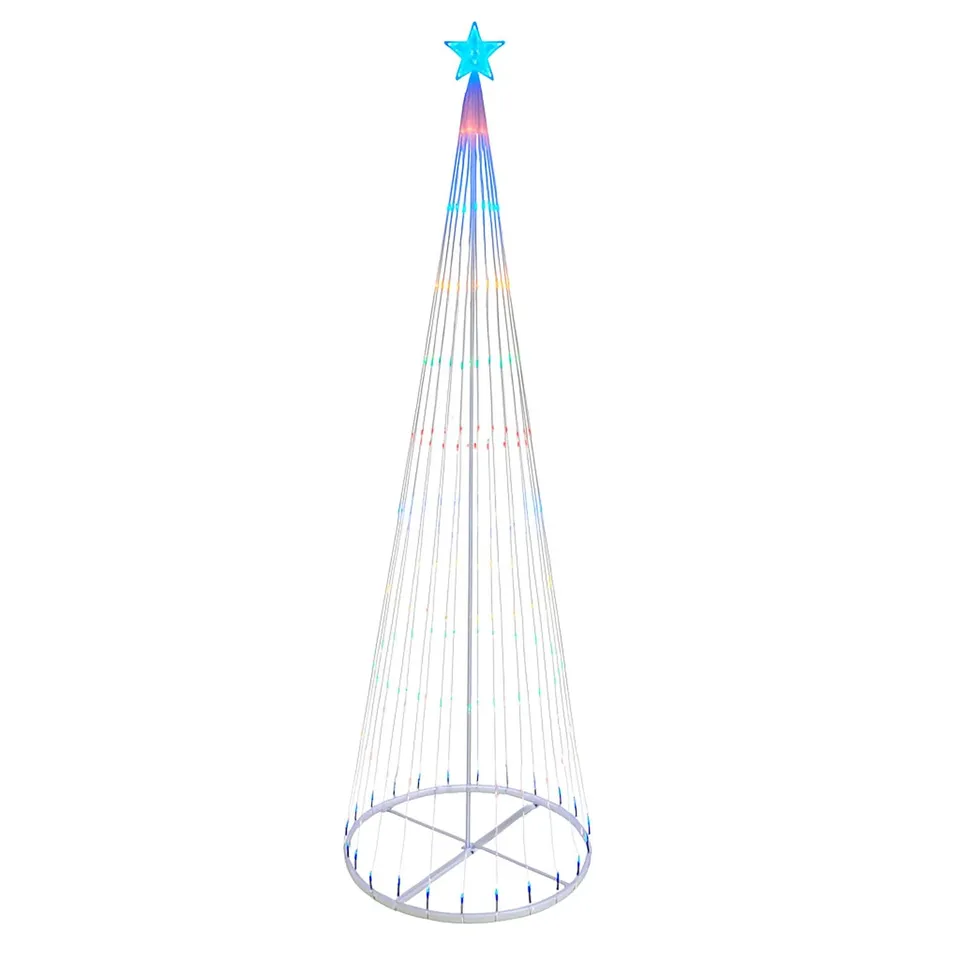 NOXED NEO 8FT WHITE WATERFALL LED OUTDOOR CHRISTMAS TREE LIGHT CASCADING STAR TREE WITH 5M LEAD MULTI FUNCTION MODES (1 BOX)