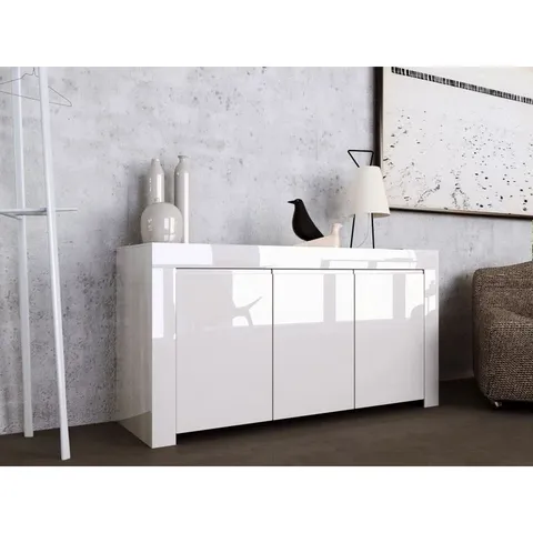 BOXED ARIA 3 DOOR SIDEBOARD - WHITE (2 BOXES)
