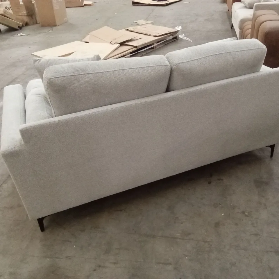 TEXTURED CHENILLE FABRIC 2 SEATER SOFA - LIGHT GREY