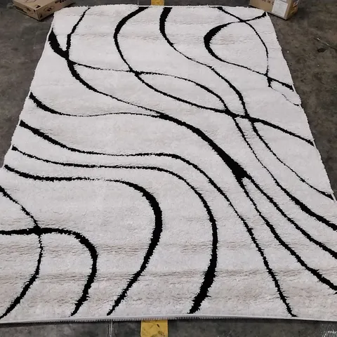 ABSTRACT AREA RUG IVORY/BLACK APPROXIMATELY 160X230CM 