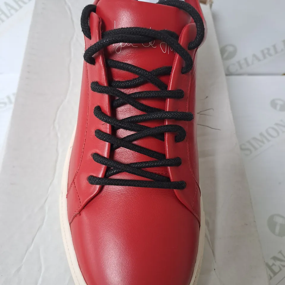 BOXED RED LEATHER TRAINERS SIZE 6