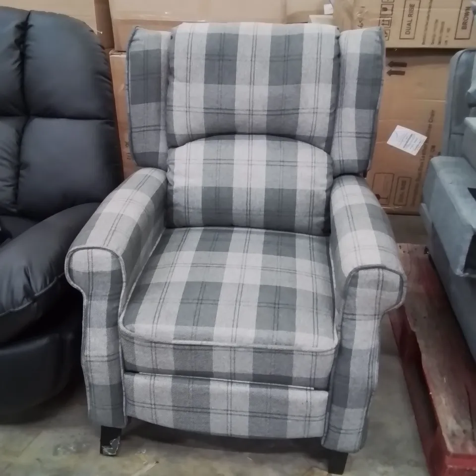 DESIGNER FABRIC UPHOLSTERED PUSH-BACK RECLINER CHAIR 