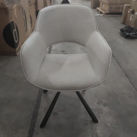 DANETTI MARLOW SWIVEL BLACK METAL DINING CHAIR - LIGHT GREY TEXTURED BOUCLE FABRIC