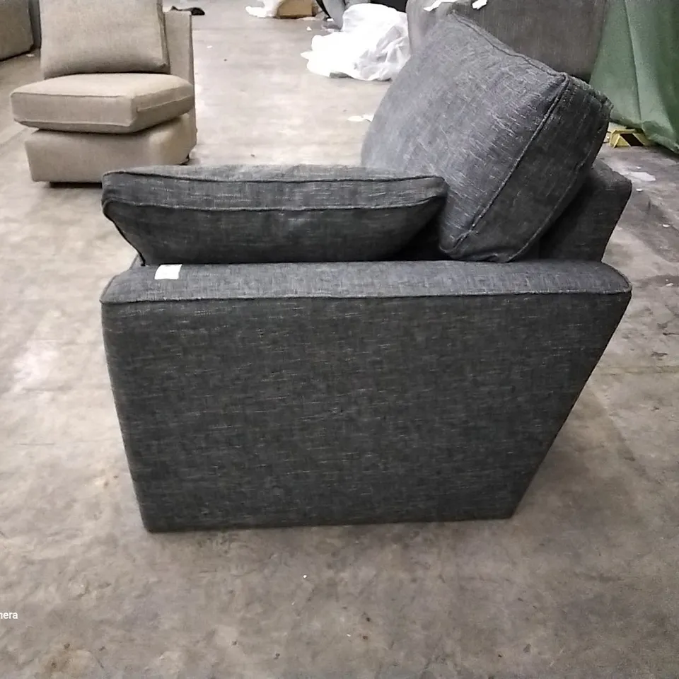 QUALITY DESIGNER STAMFORD 2 SEATER SECTION BOUCLE WEAVE CHARCOAL FABRIC