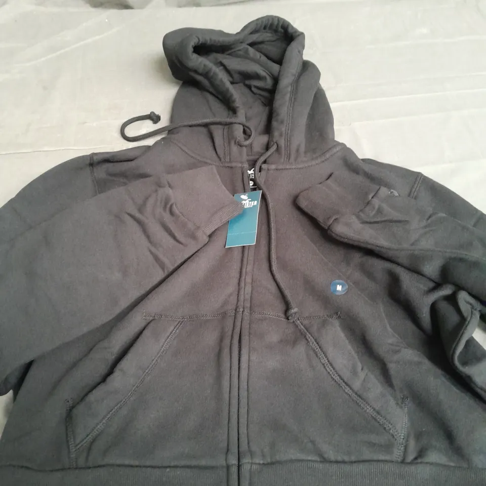 HOLLISTER BLACK ZIP UP JACKET WITH HOOD - MEDIUM