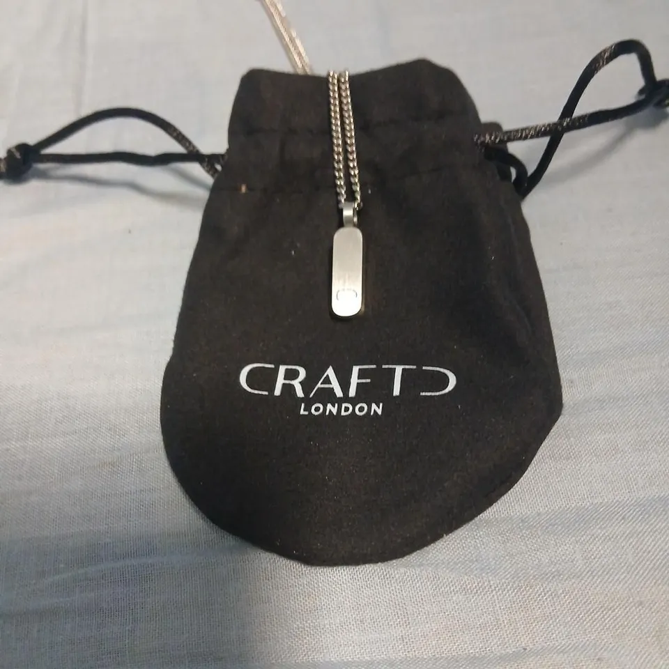 CRAFTD LONDON SILVER DOG TAG NECKLACE ON CHAIN