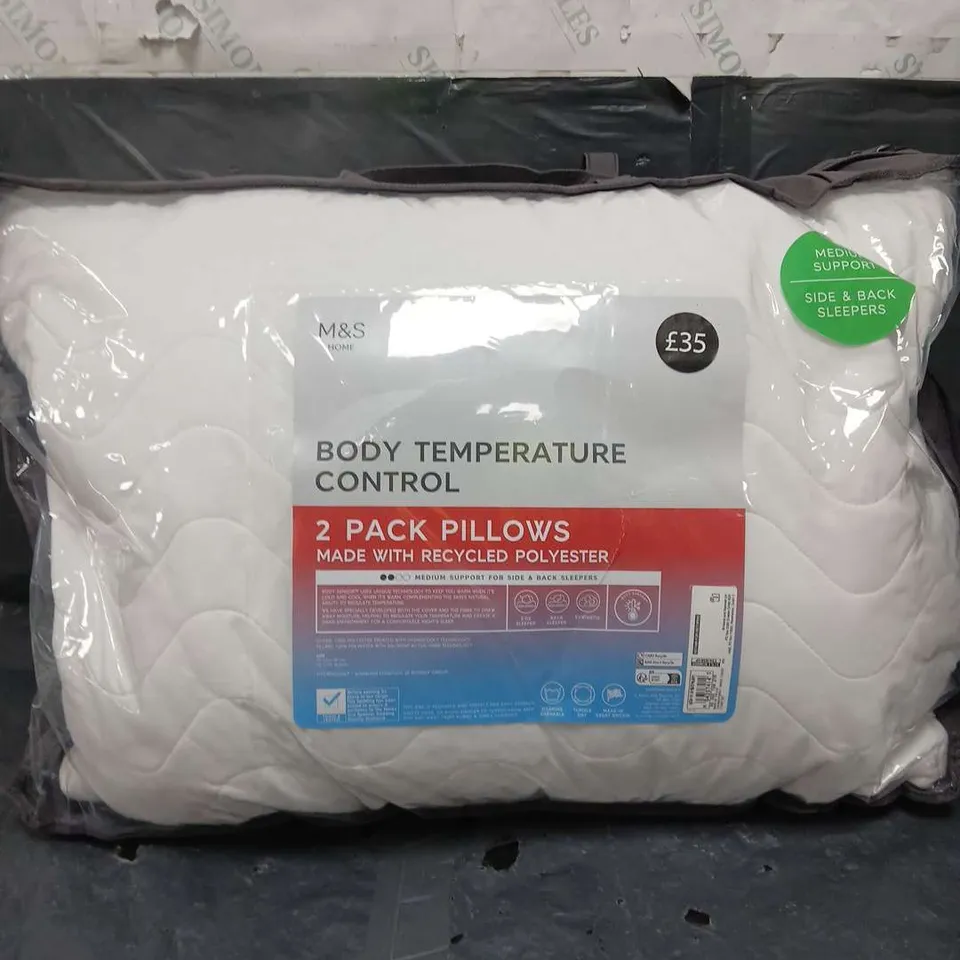 M&S BODY TEMPERATURE CONTROL PILLOW TWIN PACK 