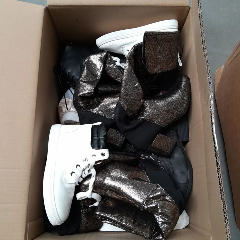 APPROXIMATELY 15 PAIRS OF LADIES SHOES. ASSORTED SIZES, COLOURS AND STYLES