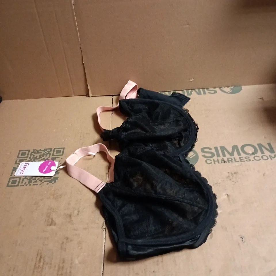 FREYA SIDE SUPPORT BLACK/PINK BRA UK 40GG TAGGED