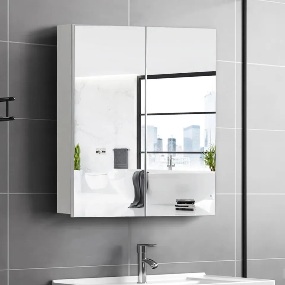 BOXED CLIPOP BATHROOM MIRROR CABINET SMALL WALL MOUNTED - WHITE  (1 BOX)