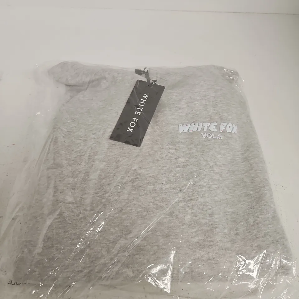 WHITE FOX HOODIE – DARK GREY MARL – SIZE XXS