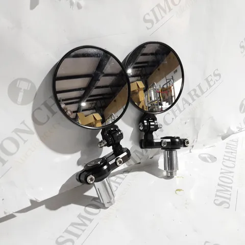 PAIR OF MOTORCYCLE ROUND BAR END MIRRORS