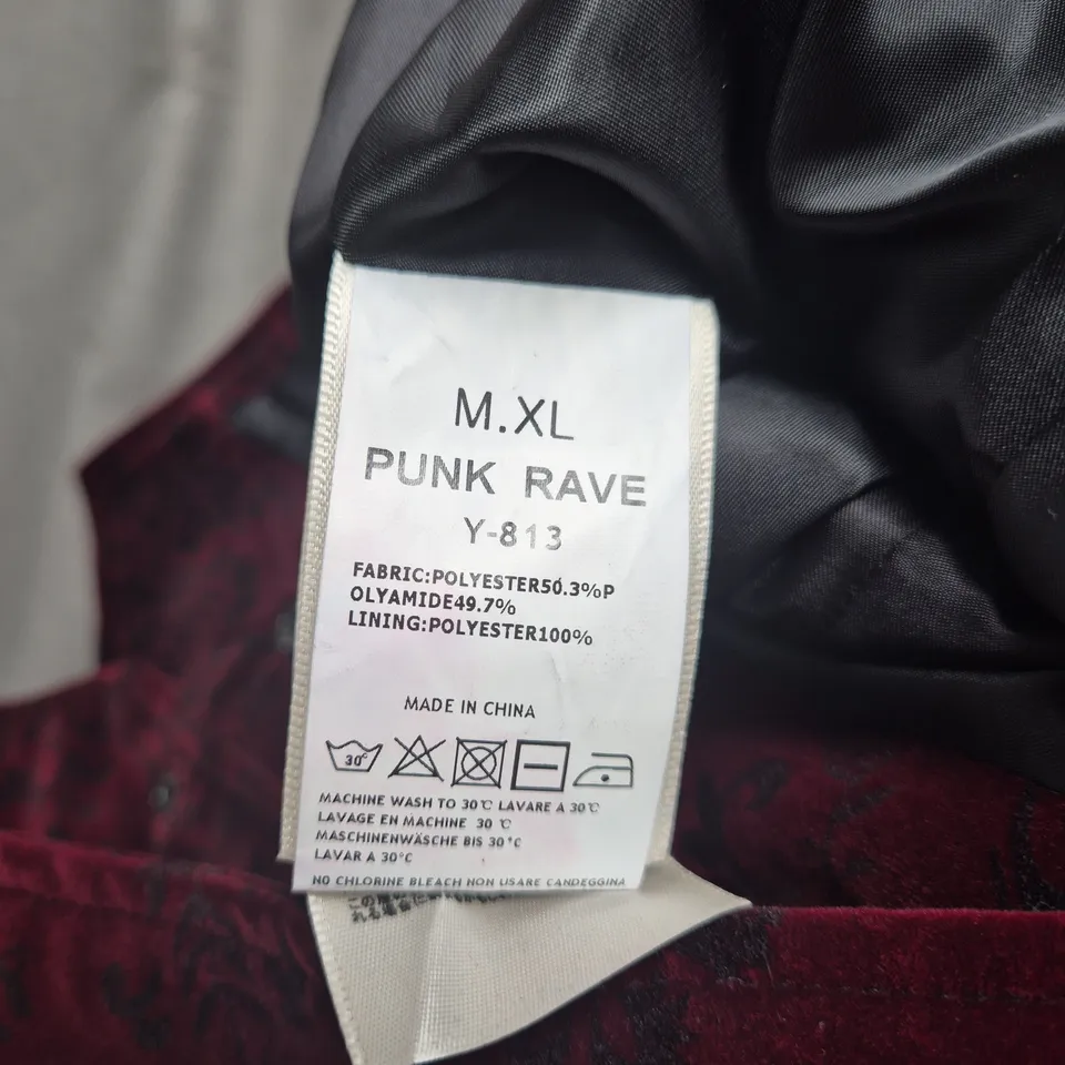 PUNK RAVE Y-813 ALCAZAR MENS WAISTCOAT VEST - RED DAMASK - XL