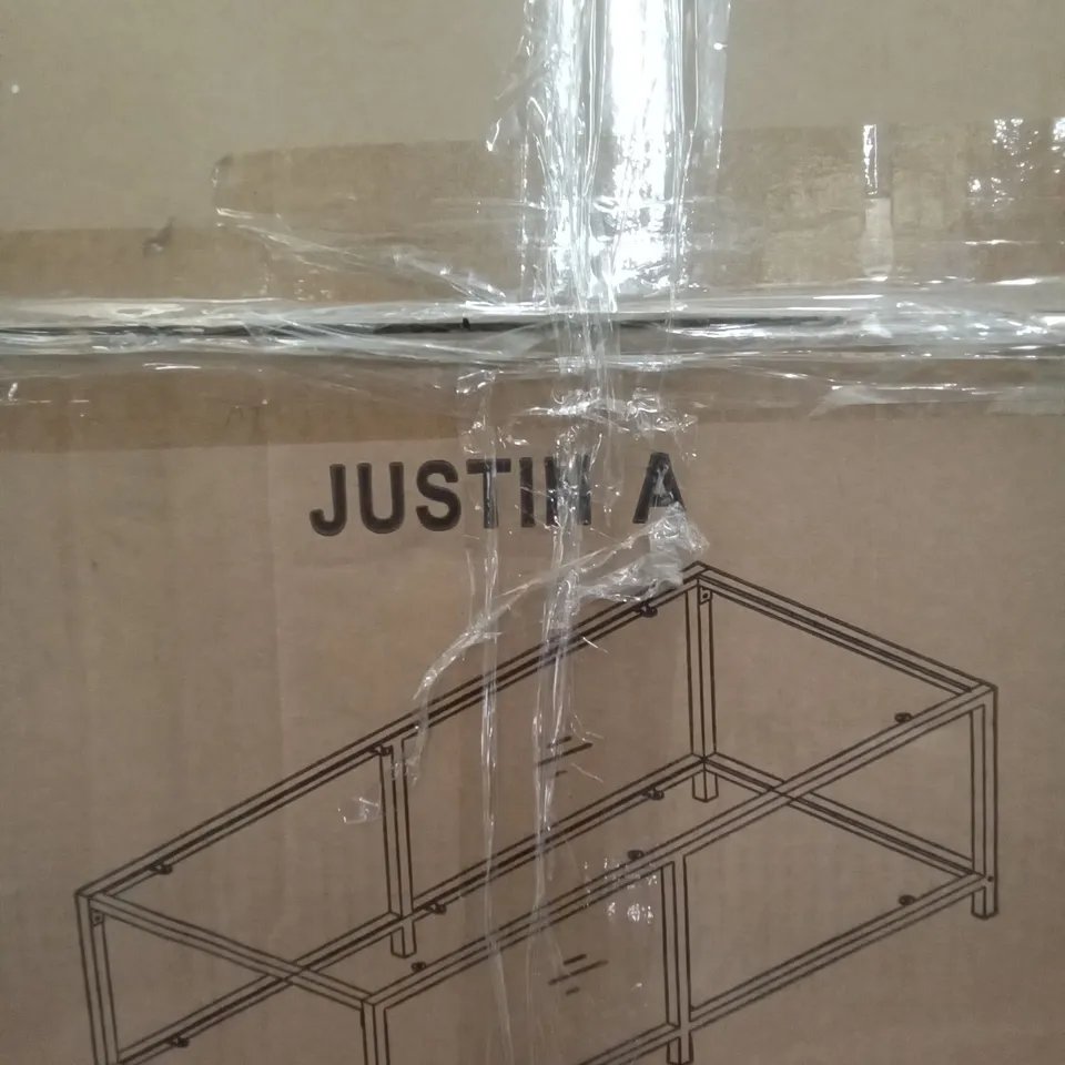 BOXED FERRAN 6 LEG COFFEE TABLE WITH STORAGE - GLASS