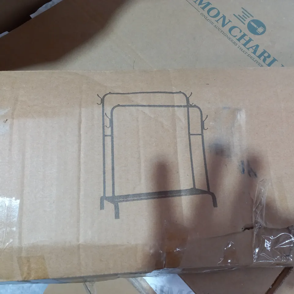 BOXED DESIGNER CHARCOAL METAL CLOTHES RACK (COLLECTION ONLY)