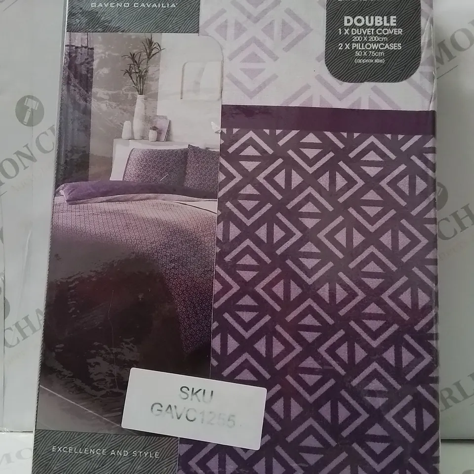 BRAND NEW GAVENO CAVAILIA DOUBLE DUVET COVER SET -PURPLE- 