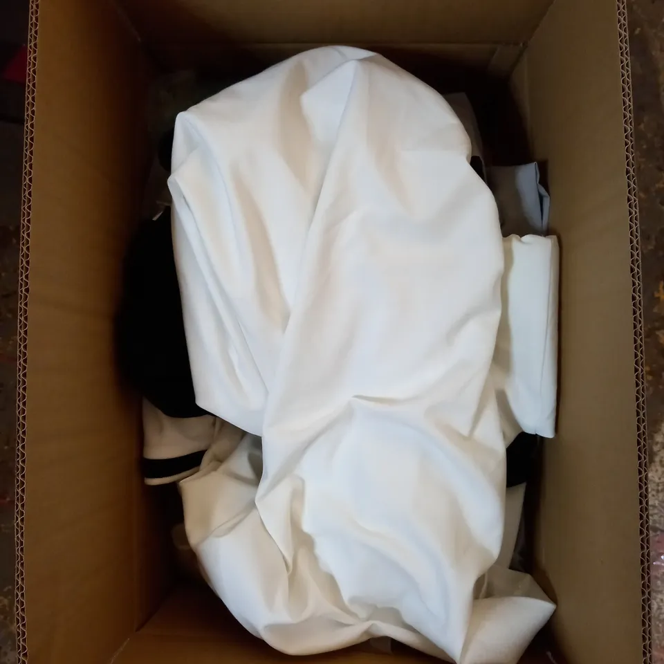MEDIUM BOX OF ASSORTED CLOTHING ITEMS IN VARIOUS SIZES AND COLOURS