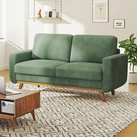 BOXED MODERN CORDUROY 2 SEATER SOFA NO TOOLS REQUIRED INSTALLATION WITH SOLID WOOD FRAME