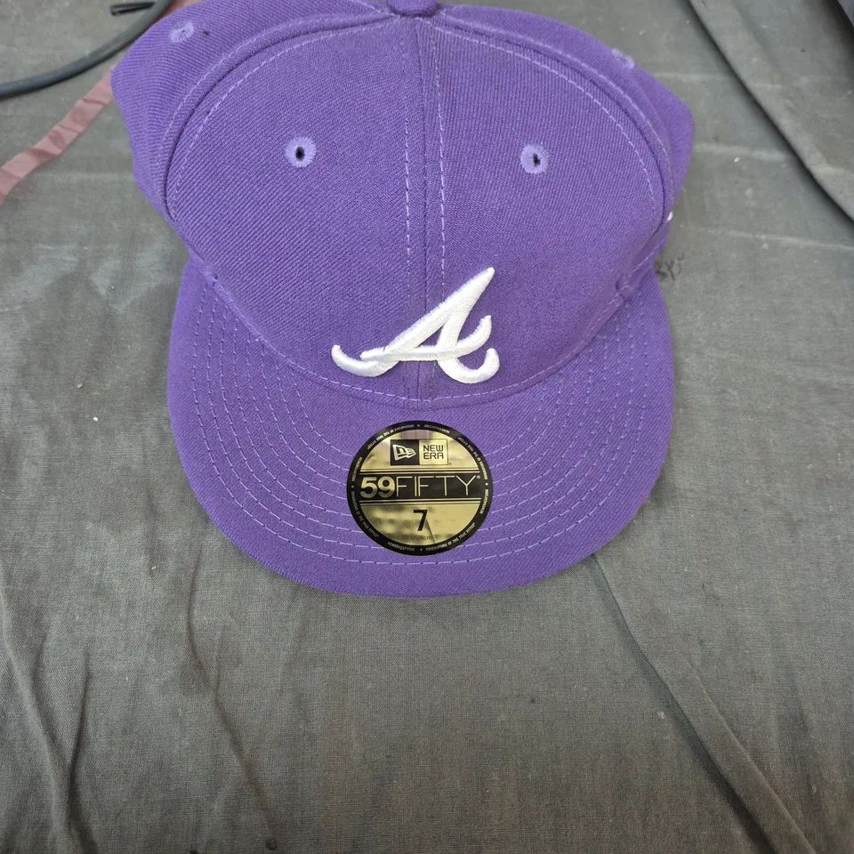 NEW ERA 59FIFTY PURPLE BASEBALL CAP WITH WHITE A LOGO – SIZE 7