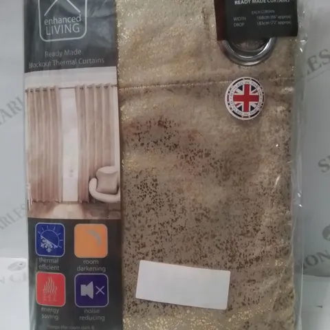 BRAND NEW ENHANCED LIVING BLACKOUT THERMAL CURTAINS 168 X 183CM (HALO NATURAL)