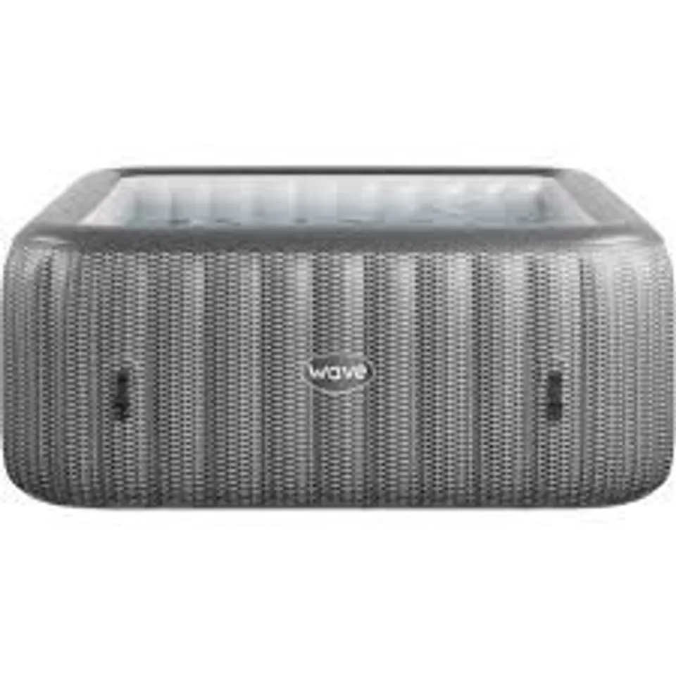 BOXED WAVE PACIFIC 6 PERSON GREY RATTAN INFLATABLE HOT TUB WITH INTEGRATED HEATER