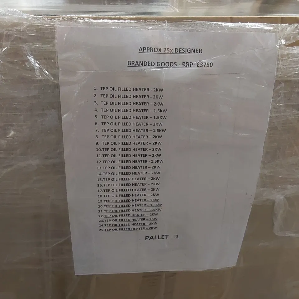PALLET CONTAINING APPROXIMATELY 25x OIL FILLED HEATERS