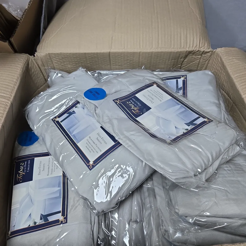 APPROXIMATELY 20 TOPAZ HOME DEEP FITTED SHEETS - GREY - SIZE DOUBLE