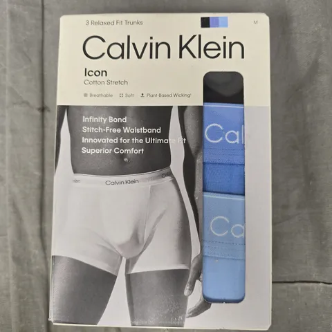 CALVIN KLEIN SET OF 3 ICON STRETCH TRUNKS IN VARIOUS COLOURS SIZE MEDIUM