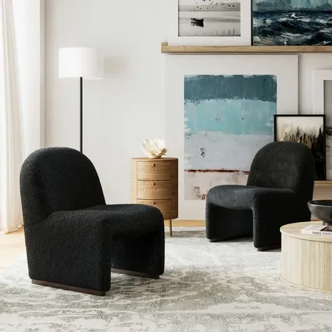 BOXED LORENZ MID-CENTURY SIDE CHAIR WITH HARDWOOD LEGS - BLACK