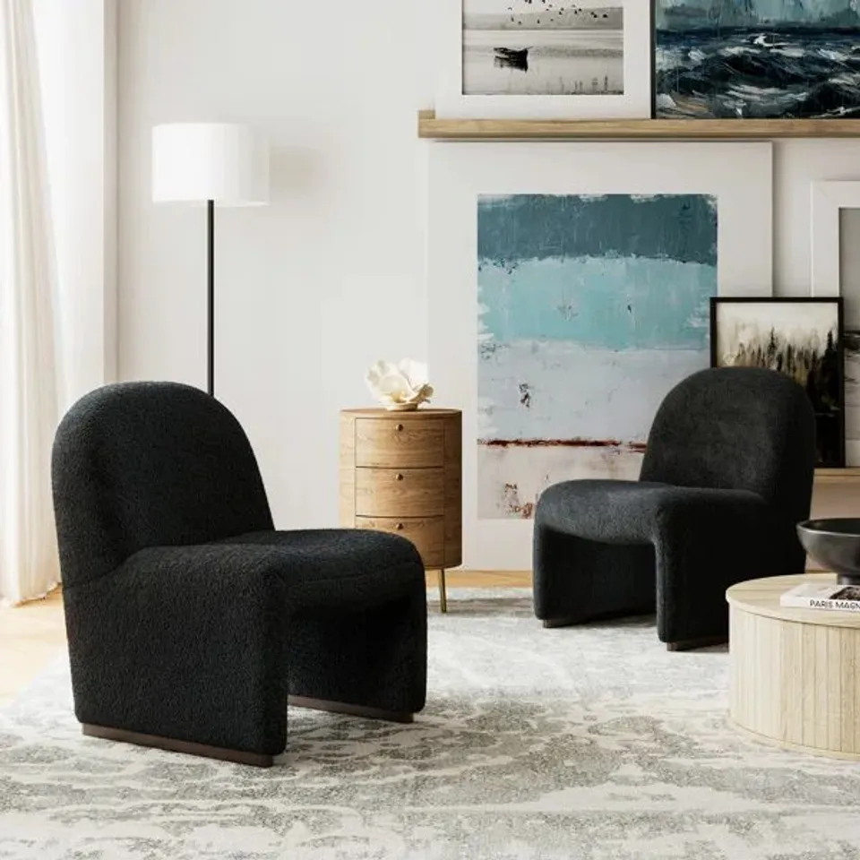 BOXED LORENZ MID-CENTURY SIDE CHAIR WITH HARDWOOD LEGS - BLACK