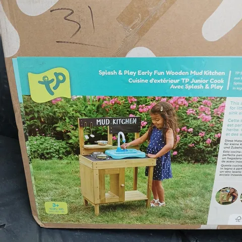 BOXED SPLASH AND PLAY EARLY FUN WOODEN MUD KITCHEN