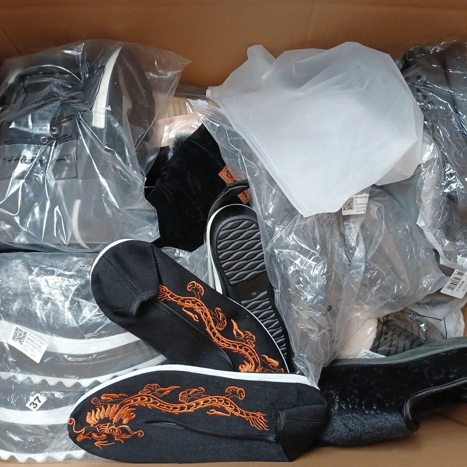BOX OF APPROX 20 ASSORTED SHOES TO INCLUDE - NIKE AIR FORCE 1 - ASIFN SLIP ON SLIPPERS - NIKE AIR MAX IN WHITE ECT