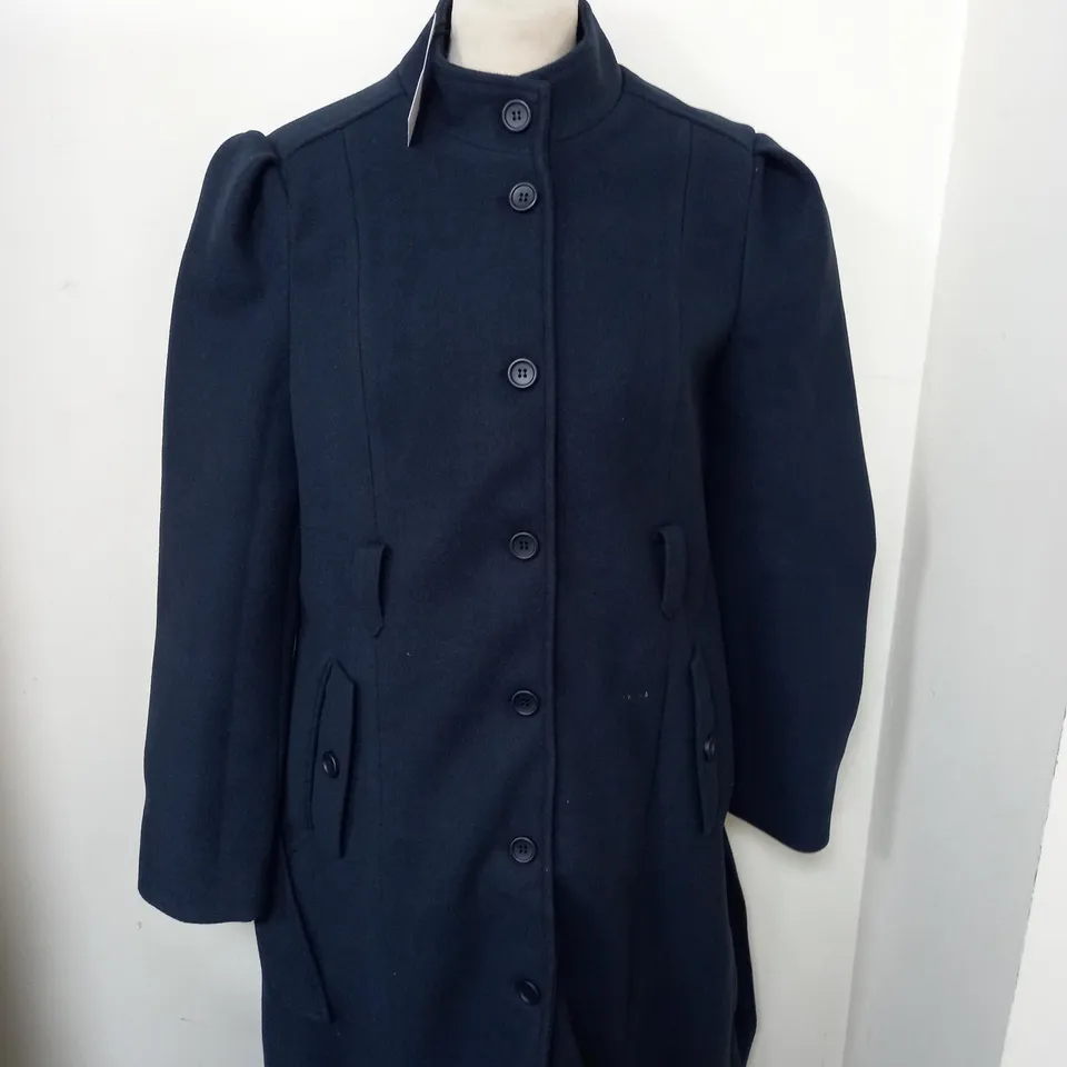 WALLIS WOOL LOOK FUNNEL NECK TUCK SLEEVE COAT SIZE 14