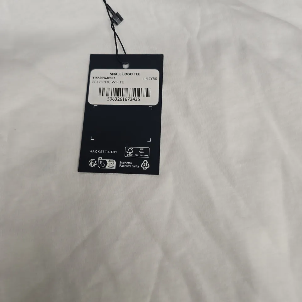 HACKETT SMALL LOGO TEE – WHITE, YOUTH 11/12 YEARS
