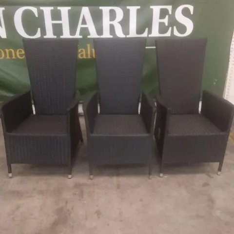 X3 BLACK GARDEN CHAIRS