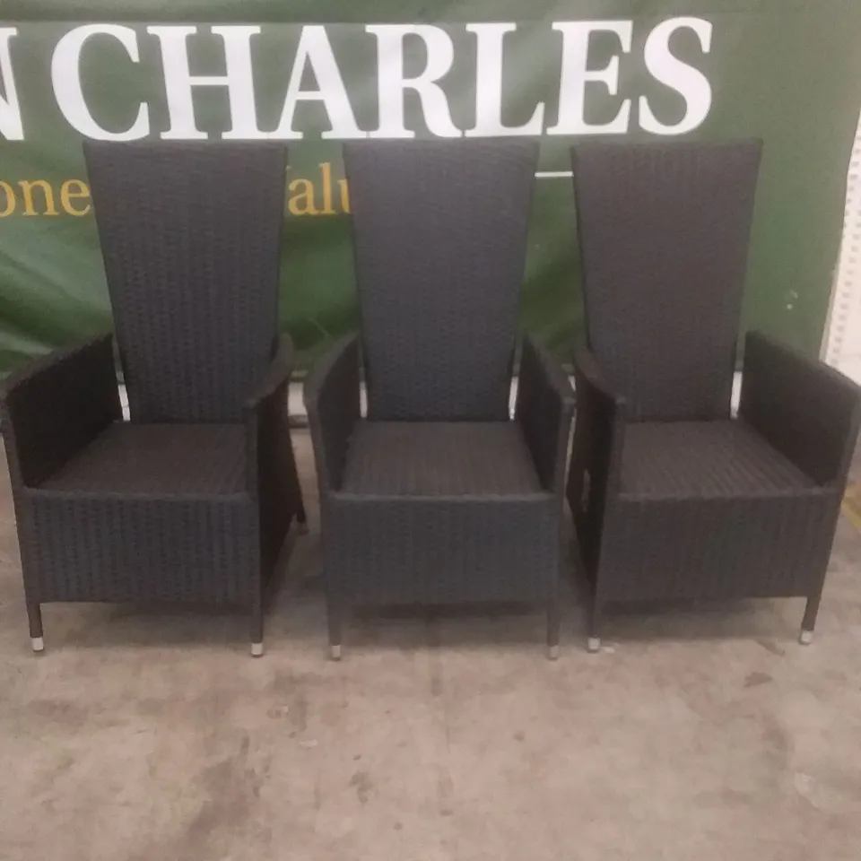 X3 BLACK GARDEN CHAIRS