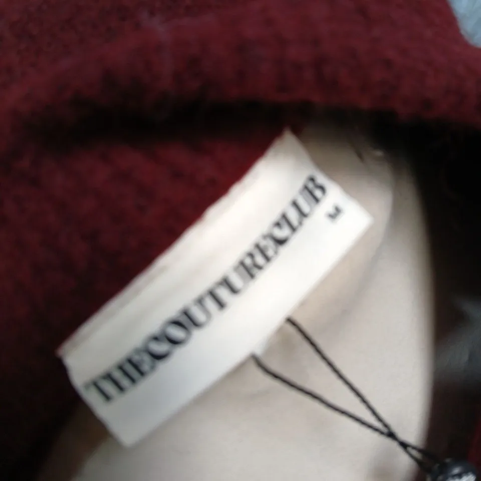 THE COUTURE BURGUNDY KNIT JUMPER WITH WHITE FLUFFY PATCH - SIZE M