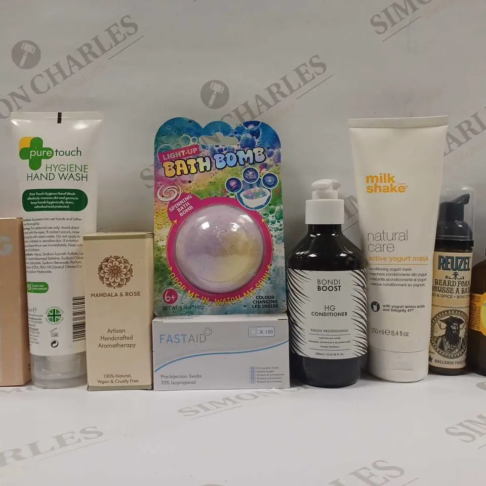 BOX OF APPROX 15 ASSORTED ITEMS TO INCLUDE - MILK SHAKE YOGURT MASK - PURE TOUCH HAND WASH - MANDALA & ROSE AROMATHERPY ECT