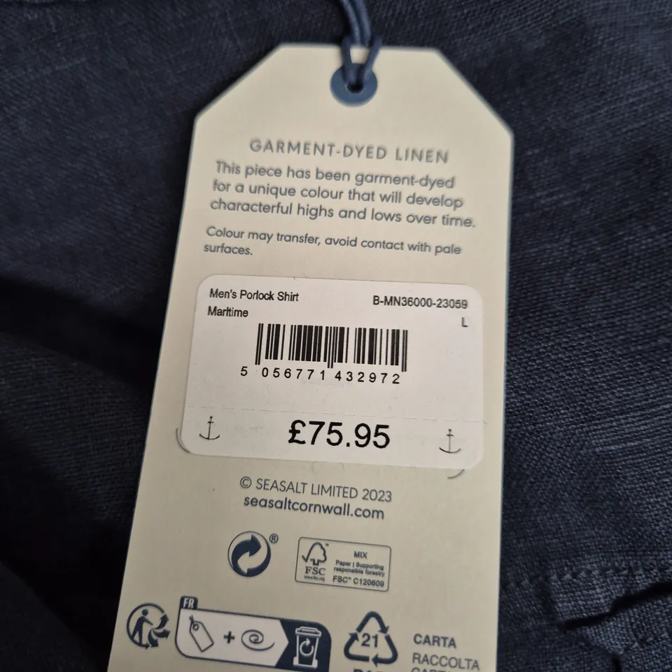 SEASALT CORNWALL MEN'S GARMENT-DYED LINEN SHIRT MARITIME NAVY