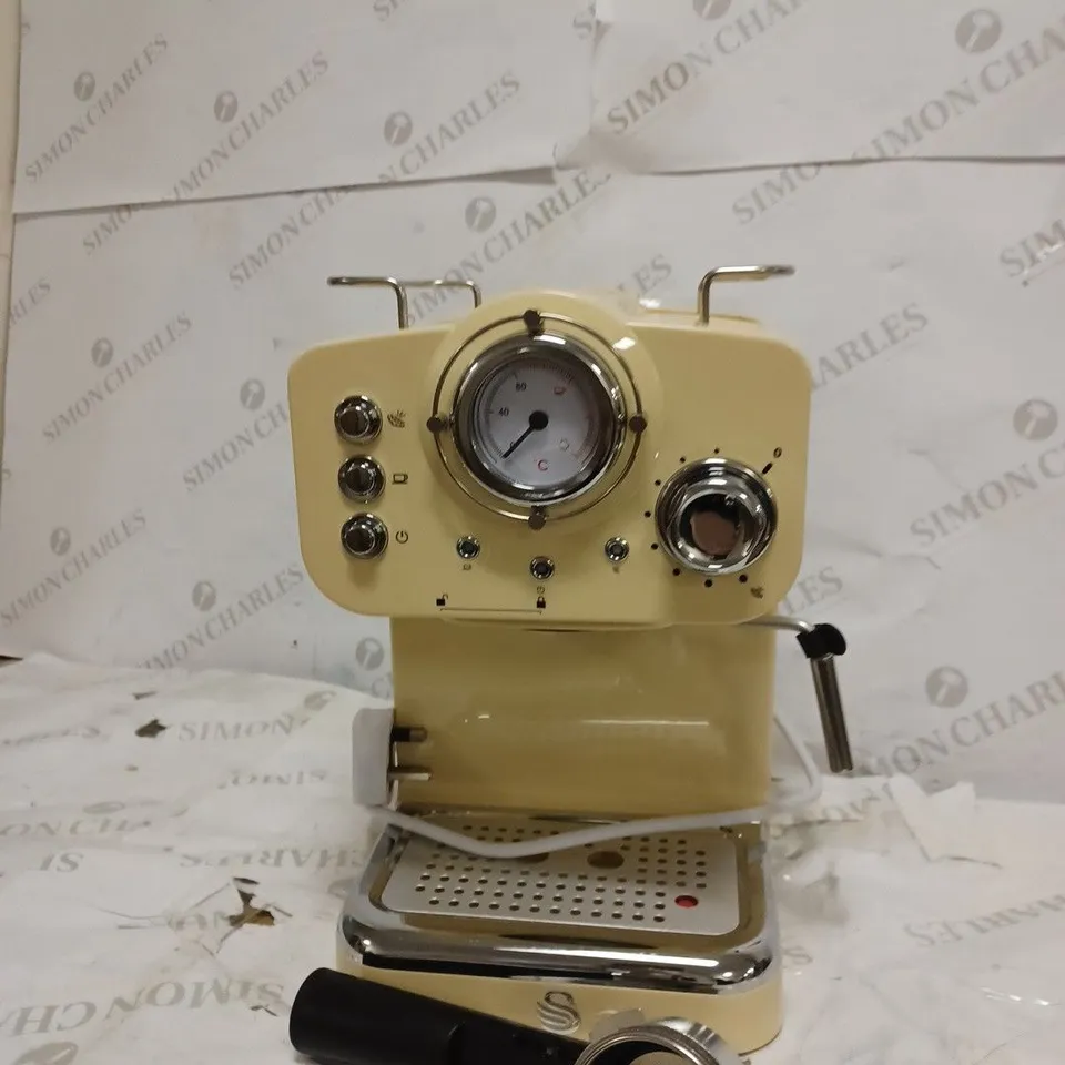 SWAN RETRO PUMP ESPRESSO COFFEE MACHINE - CREAM
