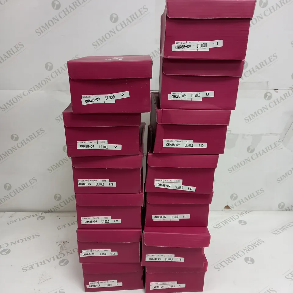 APPROXIMATELY 13 BOXED PAIR KELSI KIDS BUTTERFLY EMBROIDERED LOAFERS IN GOLD TO INCLUDE SIZES 1, 8, 9, 10, 11, 12, 13